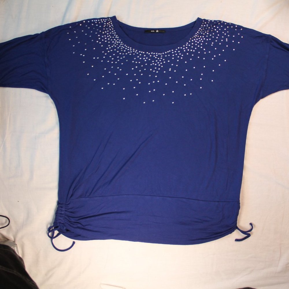 Club star bedazzled shirt blue y2y mxm